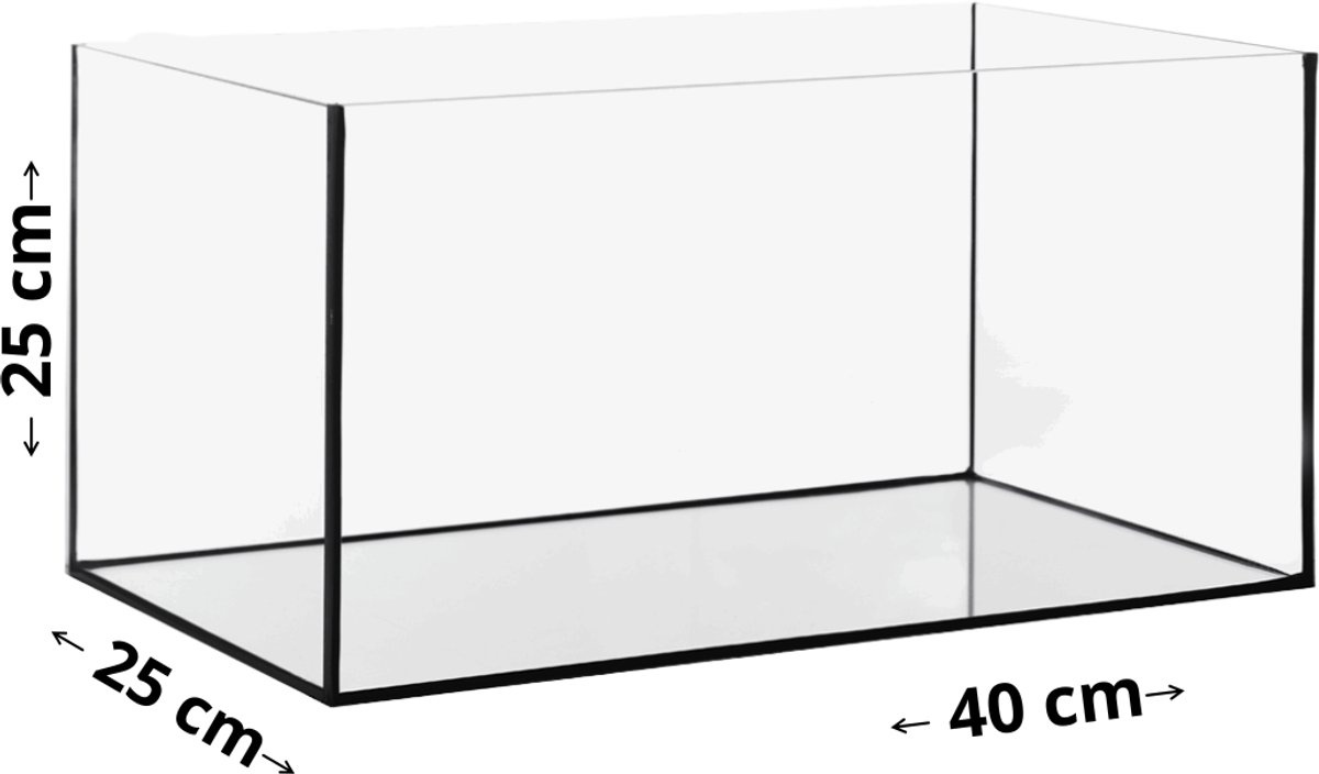 Volglas Aquarium 40x25x25 cm – Rechthoekig Aquarium 25L – Nano Aquarium – Voor Vissen, Garnalen & Aquascaping – Plant Aquarium