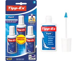 Tipp-ex Rapid - Correctievloeistof - Tippex Corrector met Schuimapplicator - Droogt snel - Inktwisser - 3 Stuks