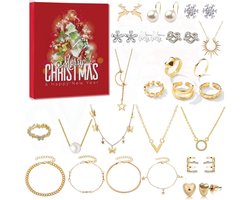 Juwelen Adventskalender voor Kerstmis – 24 Dagen Countdown met Charm Armbanden Kettingen en Ringen – DIY Sieraden Set voor Vrouwen en Meisjes – Perfecte Kerstcadeau 2026（ Rode blinde doos ）