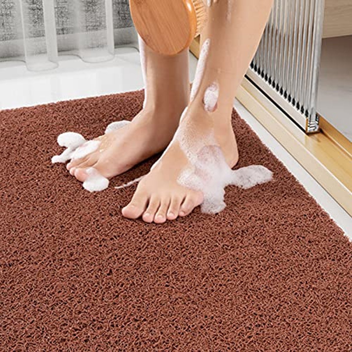 LY4U Douchemat, antislip, zacht, luffa, schimmelbestendig, pvc, voor douchecabine, badkame