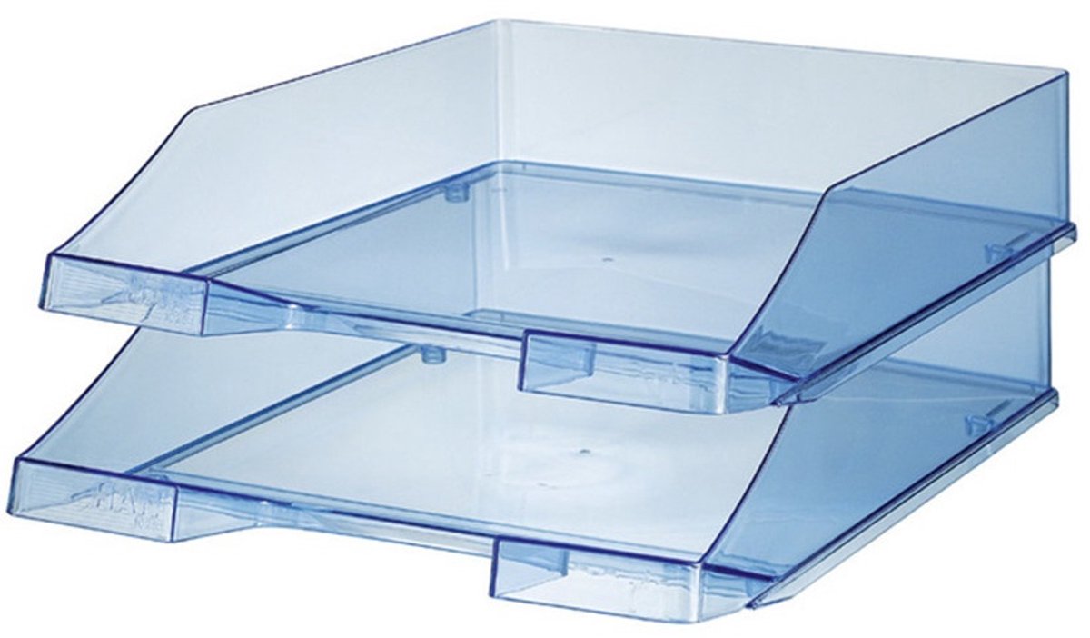 HAN Brievenbakje/postbakje A4 formaat - Set van 6x stuks - transparant blauw - Documenten - Kantoorartikelen - kunststof