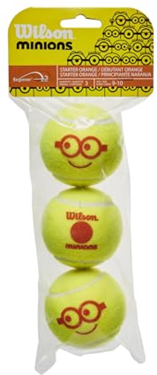 Wilson Minions Stage 3 Tennisballen, 3 stuks, Geel/Rood, WR8202701001