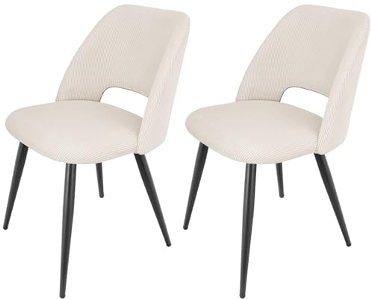 WAFTING Eetkamerstoelen, set van 2, corduroy stoel met dikke corduroy spons, gevoerd, eett