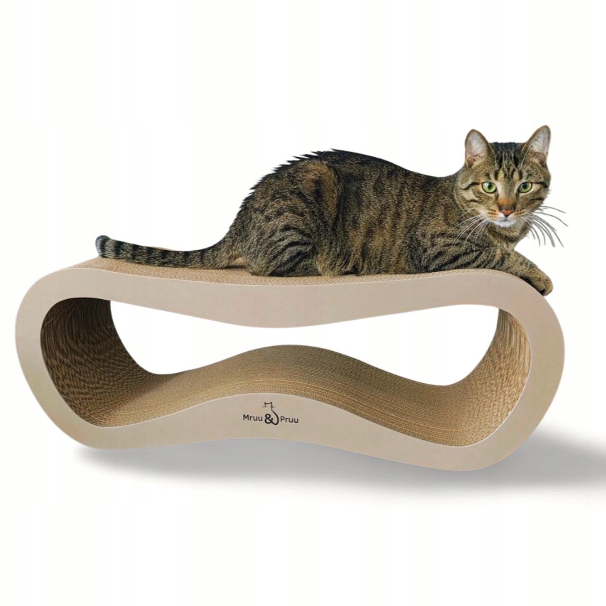 Mruu&Pruu GROOT KATTENKRAASBED Kattenmand Krabplank Krabpaal Karton Krabmand Kattenbed 78x28x24 cm CAPPUCINO thumbnail 3