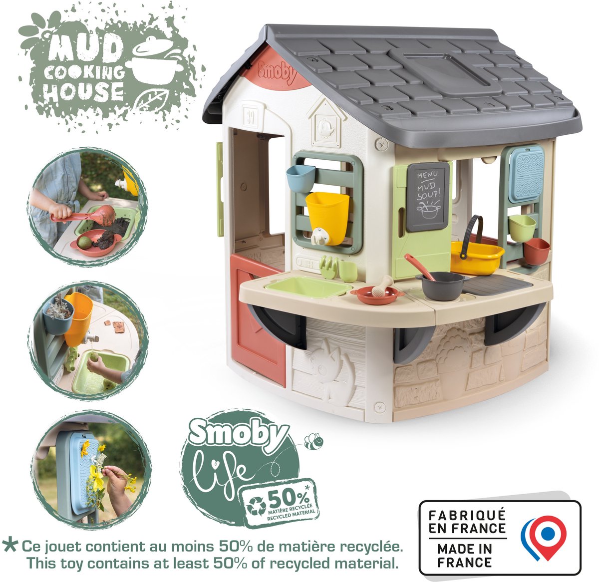 Smoby - Speelhuis met modderkeuken - 16 accessoires inbegrepen - creatief rollenspel — afbeelding 5