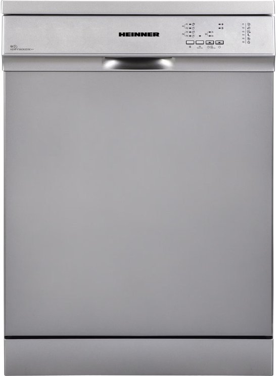 Heinner HDW-FS6062DSE++ Vrijstaand Vaatwasser – 12 Couverts – 6 Programma’s – LED Display – AquaStop – Startuitstel – Zilver – 5 Jaar Garantie