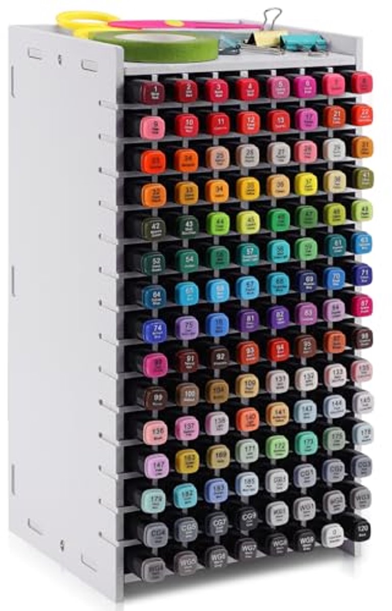 Marker Organizer voor 120 Markers met Verstelbare Verdelers en Ruimtebesparend Ontwerp