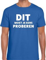 Dit moet je eens proberen beurs/evenementen t-shirt blauw heren S