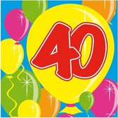 40x 40 jaar leeftijd themafeest servetten Balloons 25 x 25 cm papier - 40e verjaardag papieren wegwerp tafeldecoraties