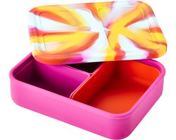 LunchBots - Large Build-a-Bento - Platinum Siliconen Broodtrommel - 3 Uitneembare Vakken - Roze Mantisgarnaal