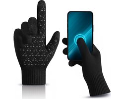Malinsi® Handschoenen Heren en Dames Winter - Zwart Maat L - Grip Antislip en Touchscreen - Wanten Tiener Kinderen Kind - Geschikt voor Fiets & Scooter