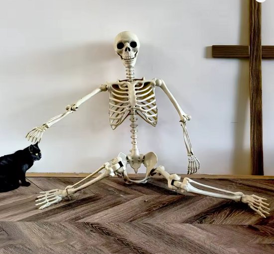 2 stuks Halloween skelet 90 cm, kunststof skeletten met beweegbare