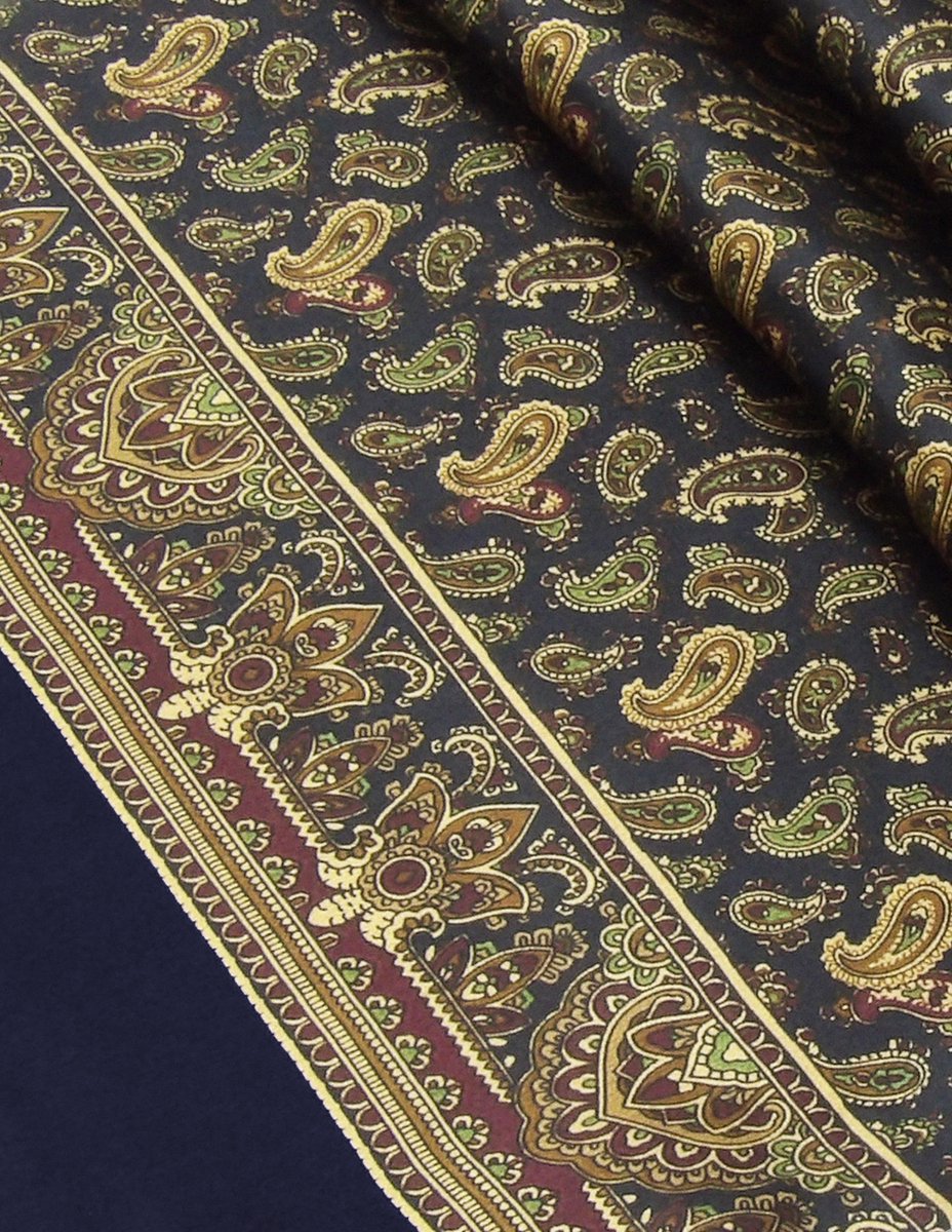 Zijden Herensjaal - Luxe Fashion Sjaal van 100% Zijde - Vintage Paisley Goud