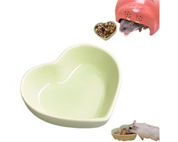 Voerbak, voerbak voor hamsters, drinkbak voor huisdieren, hartvormige voerbak voor cavia's, geschikt voor hamsters, egels, cavia's, chinchilla's, papegaaien, eekhoorns (8*7cm, lichtgroen)