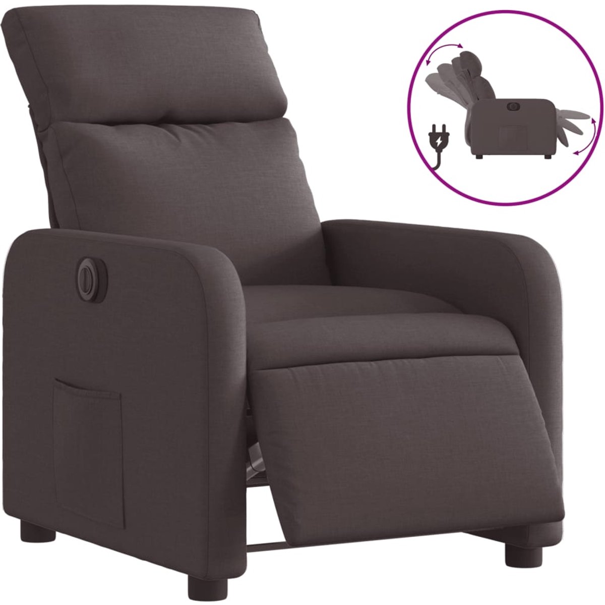 vidaXL Fauteuil - verstelbaar - elektrisch - stof - donkerbruin