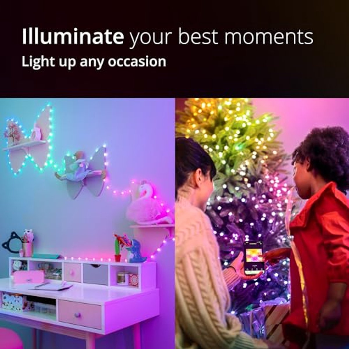 Twinkly Strings USB-C Heart 100 LED, LED Lichtsnoer in Hartvorm, LED Lichtsnoer RGB, Compatibel met Alexa, Google Home, LED Verlichting, USB-C Voeding, Transparant Snoer, 6m – foto 6
