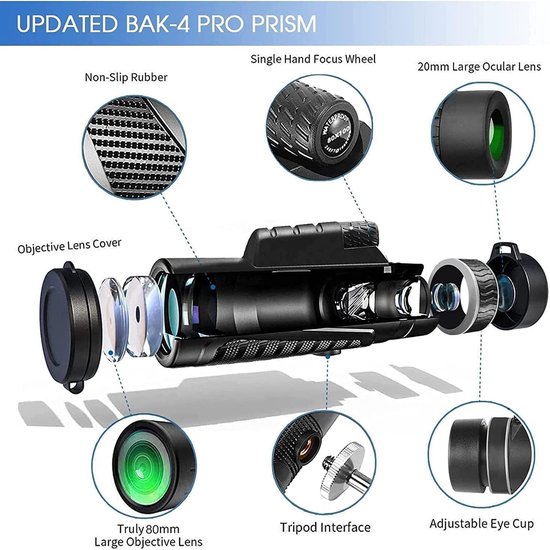 Which Is Better 80x100 Or 40x60 Olycism Monoculaire Telescoop 80x100 - HD FMC Lens, BAK4 Prisma, Met Smartphonehouder En Statief, Voor Vogels Kijken Of Jacht 80×100 Monoculair