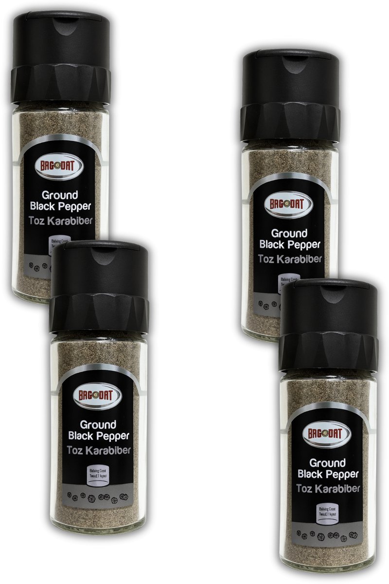 Bagdat - Peper Zwart Gemalen - Kara Biber Toz 55g - 100% Natuurlijk - Specerij voor Koken - Kruiden & Specerijen - 4 Stuks