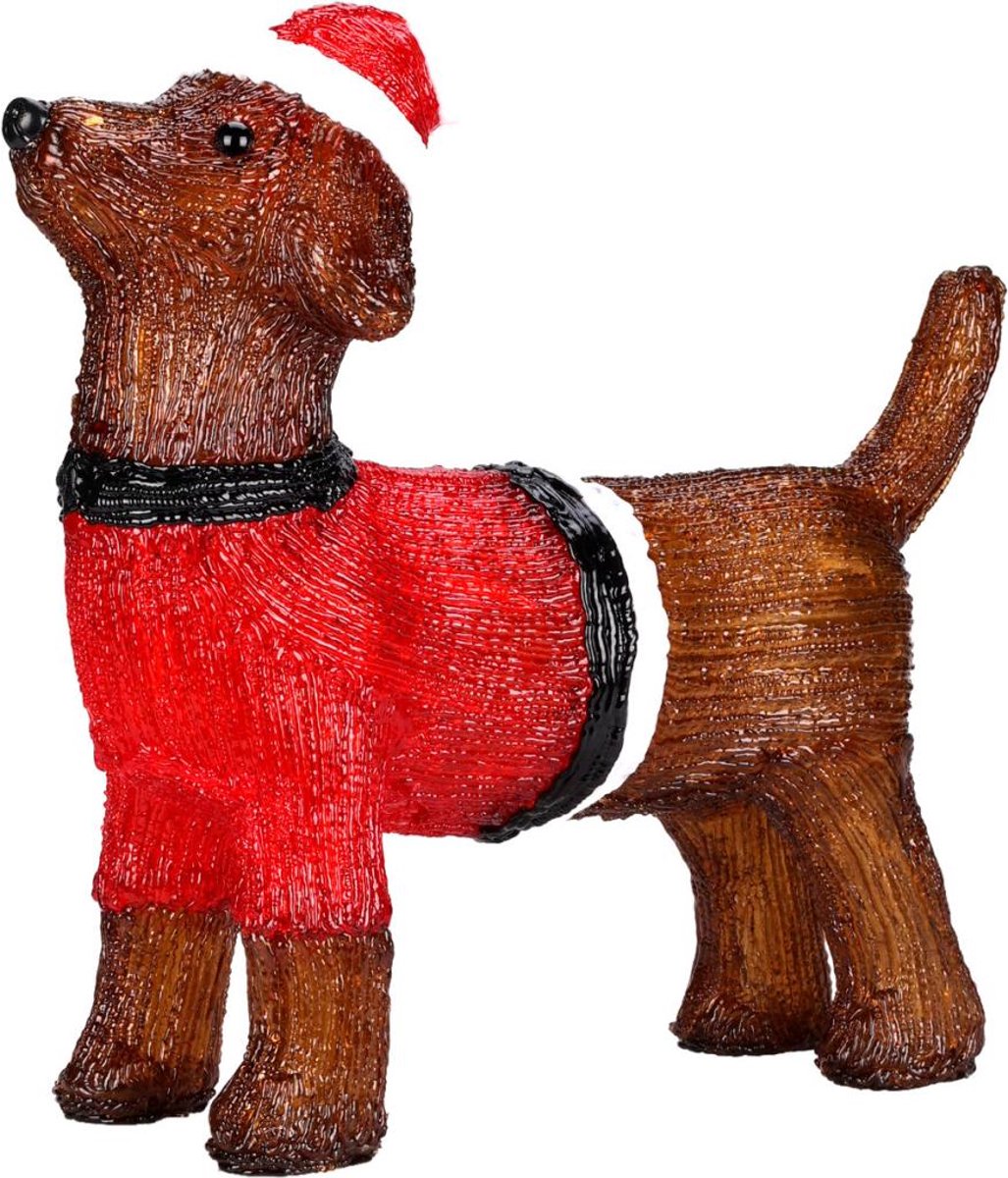 Luxe kerstfiguur hond in rode trui 12 cm | It's all about Christmas