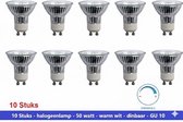 10 X HALOGEENLAMP - GU 10 - SPOT - WARM WIT - DIMBAAR - 50 WATT - 50 MM