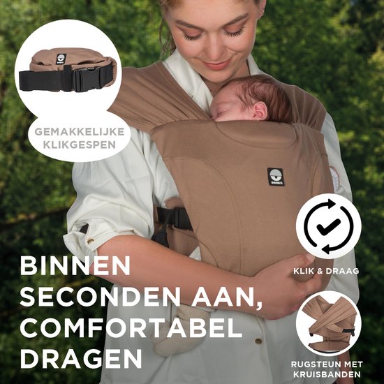 Dooky Baby Draagzak en Baby Draagdoek in één - Hybrid Baby Carrier Be One Black - Draagzak baby vanaf geboorte 56-74 CM - Draagdoek Baby Newborn - Ergonomische draagzak - Babydraagzak van Dooky — afbeelding 4