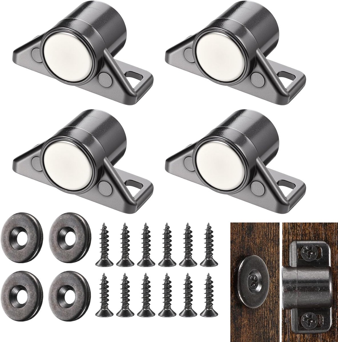 Image of 4 Stuks Magnetische Kastsystemen - Sterke Sluiting voor Kasten en Lades - Eenvoudig te Monteren zonder Boren (Zwart)