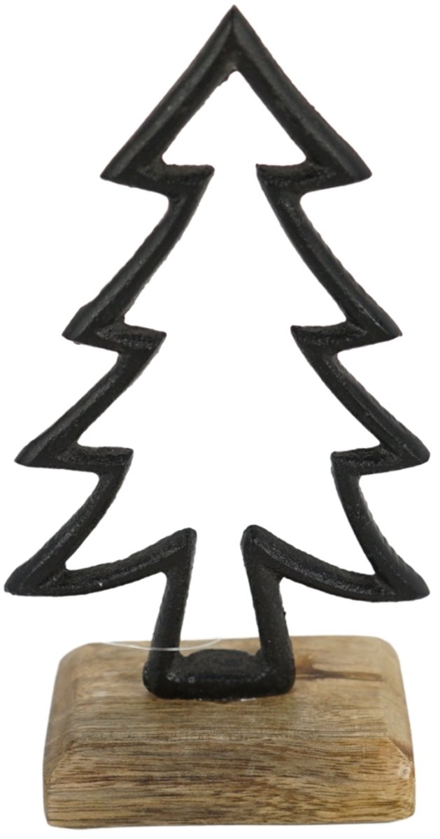 Kerstboom mango voet 17cm in naturel houtkleur met merkloos label.