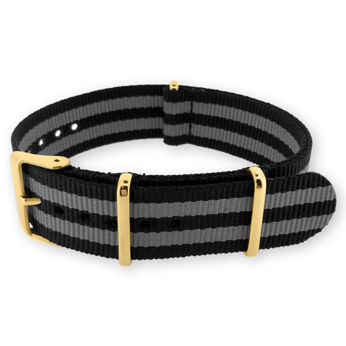 NATO Horlogeband G10 Military Nylon Strap - Original NATOS.com® - James Bond -Goud Staal - 16mm