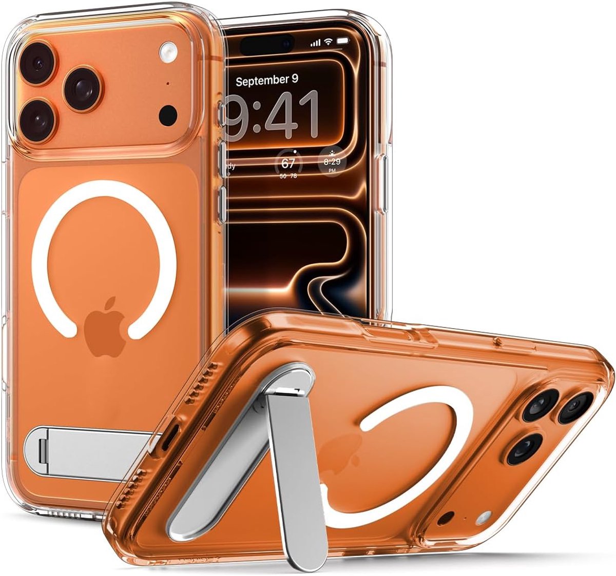 Spigen Geschikt voor Apple iPhone 17 Pro - 360 Graden Kickstand - Ultra Hybrid S - Geschikt voor Mag - Back Cover Hoesje - Transparant