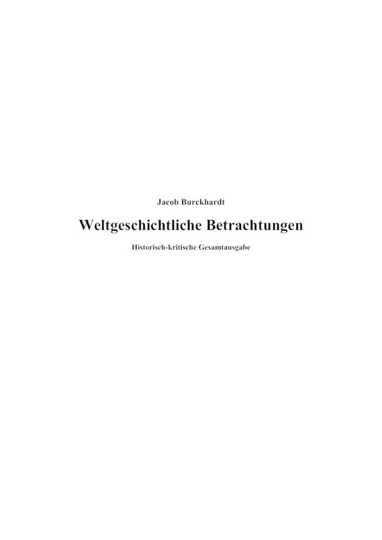 Weltgeschichtliche Betrachtungen - cover