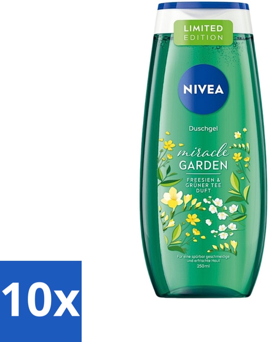 10 x Nivea - Douchegel - Freesia & Groene Thee - 250 ml - Douchegel Freesia Groene Thee - Douchegel Voor Huidverzorging - Frisse Geur Douchegel - Hydraterende Douchegel - PH-huidneutraal
