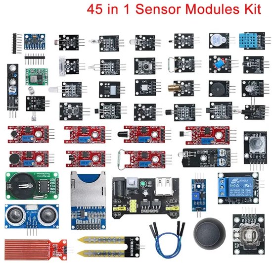 updated 45 in 1 sensor module starter kit for arduino... Arduino sensor module starter kit - 45-delig - Uno R3 Mega 2560 Nano V2 ...