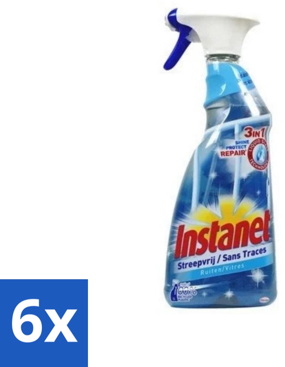 6 x Instanet - Ruitenreiniger - Streepvrij - 3in1 Spray - 725 ml - Ruitenreiniger - Streepvrije Ramen - Ramen Schoonmaken - Ruitenspray - Reinigingsalcohol