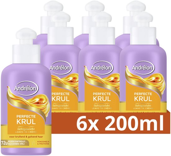Andrélon - Lichtgewicht Leave-in Haarcrème - Perfecte Krul - 6 x 200 ml