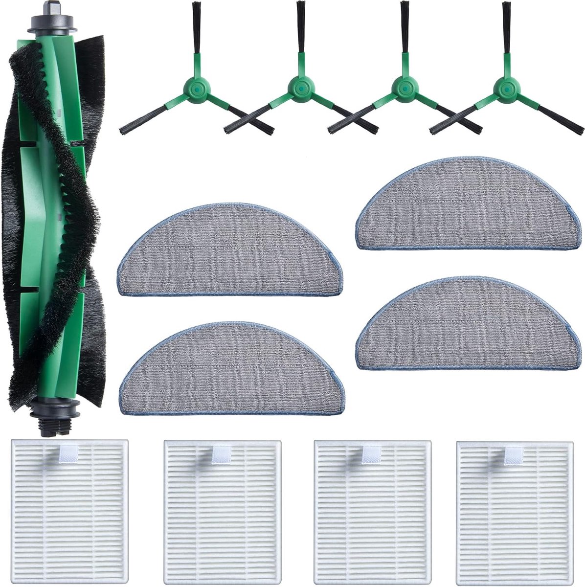 13 Stuks Accessoireset gescht voor iRobot Roomba Combo 2 Essential Y0140/Y0112/Y0110, voor Roomba 105 Combo Vervanging, 1 handborstels, 4 filters, 4 zijborstels, 4 dweilpads