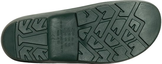 Onderkant van een groene Saliha klomp met profiel.