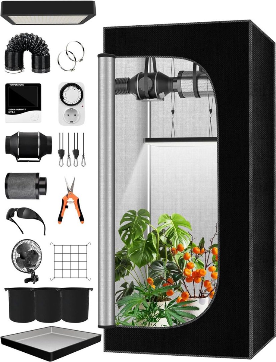 MKSS® Kweektent met Kweeklamp - Planten Kweken Compleet Pakket - Zwart