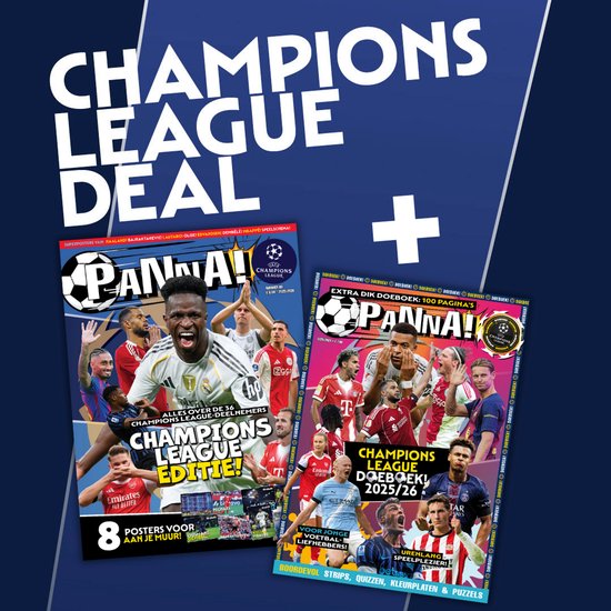 Twee tijdschriften met voetballers, titel: Champions League Deal