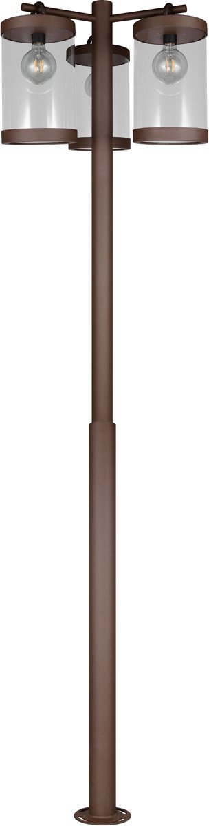 LED Tuinverlichting - Staande Buitenlamp - Bemsi - E27 Fitting - 3-lichts - Roestkleur - Gegoten Aluminium