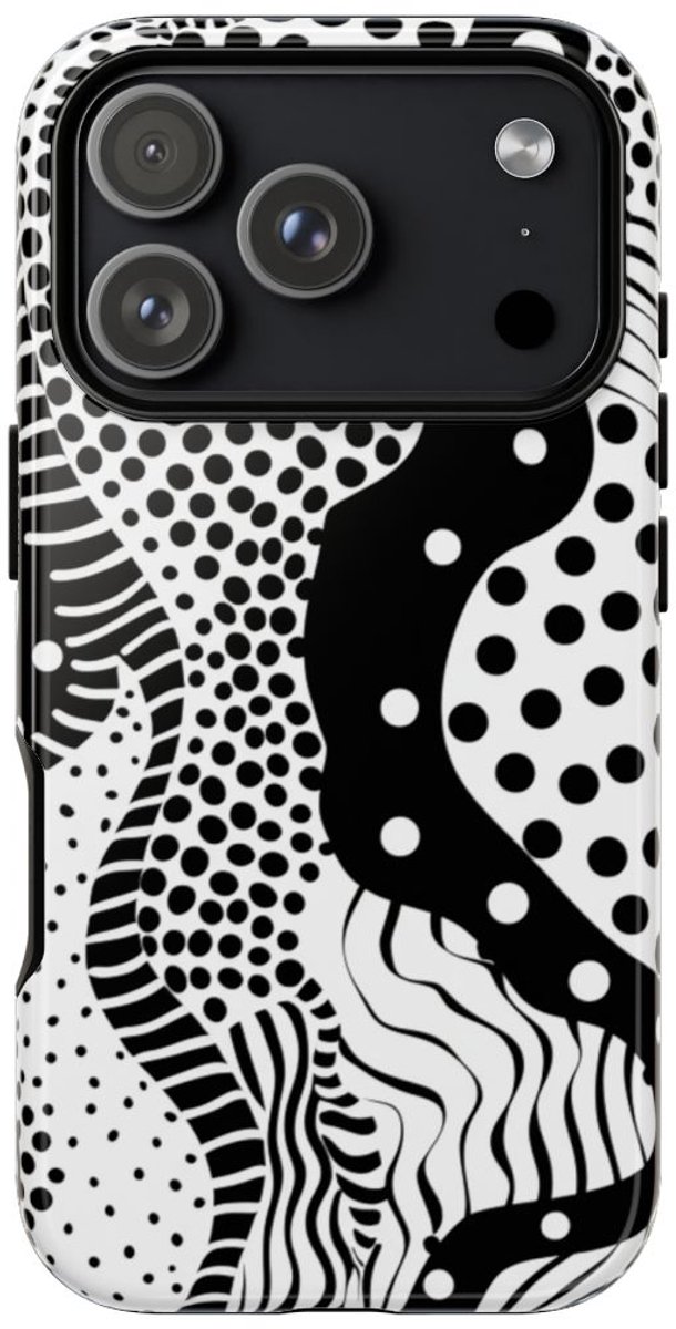 Zwart-Wit Abstract Stippenpatroon – Telefoonhoesje Geschikt voor iPhone 17 Pro