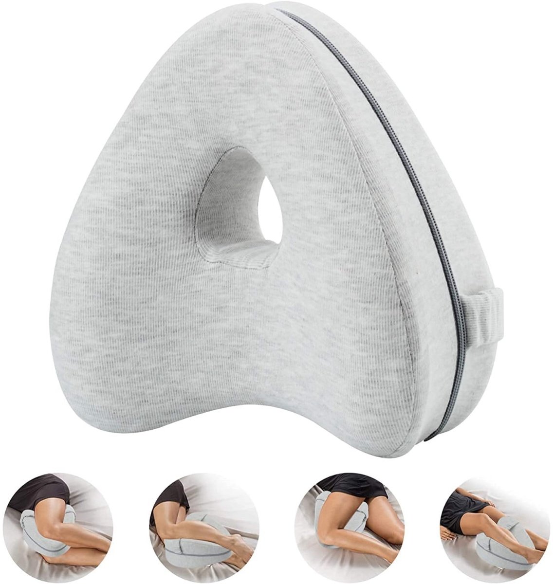 EXCITAT Memory Foam Beenkussen - Unisex - Zijslaper - Verlichting van Ischias en Beenpijn - Wit - Katoen