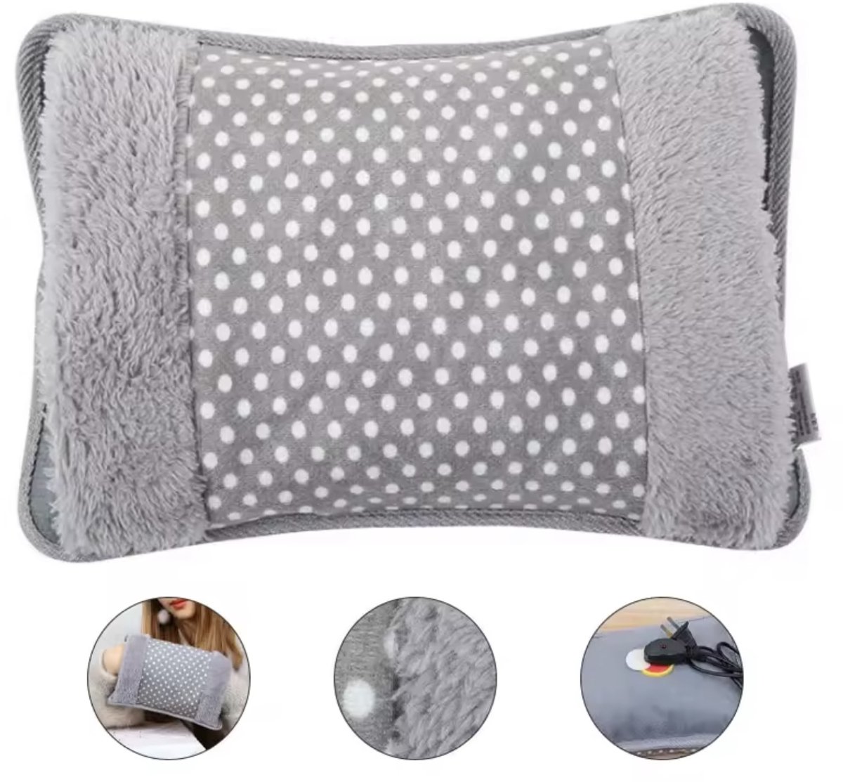 Bol.com Elektrische Kruik - Met Handverwarmer - Warmtekussen - Grijze Warmwaterkruik - Draadloos - Oplaadbare kruik - Kruik baby... aanbieding