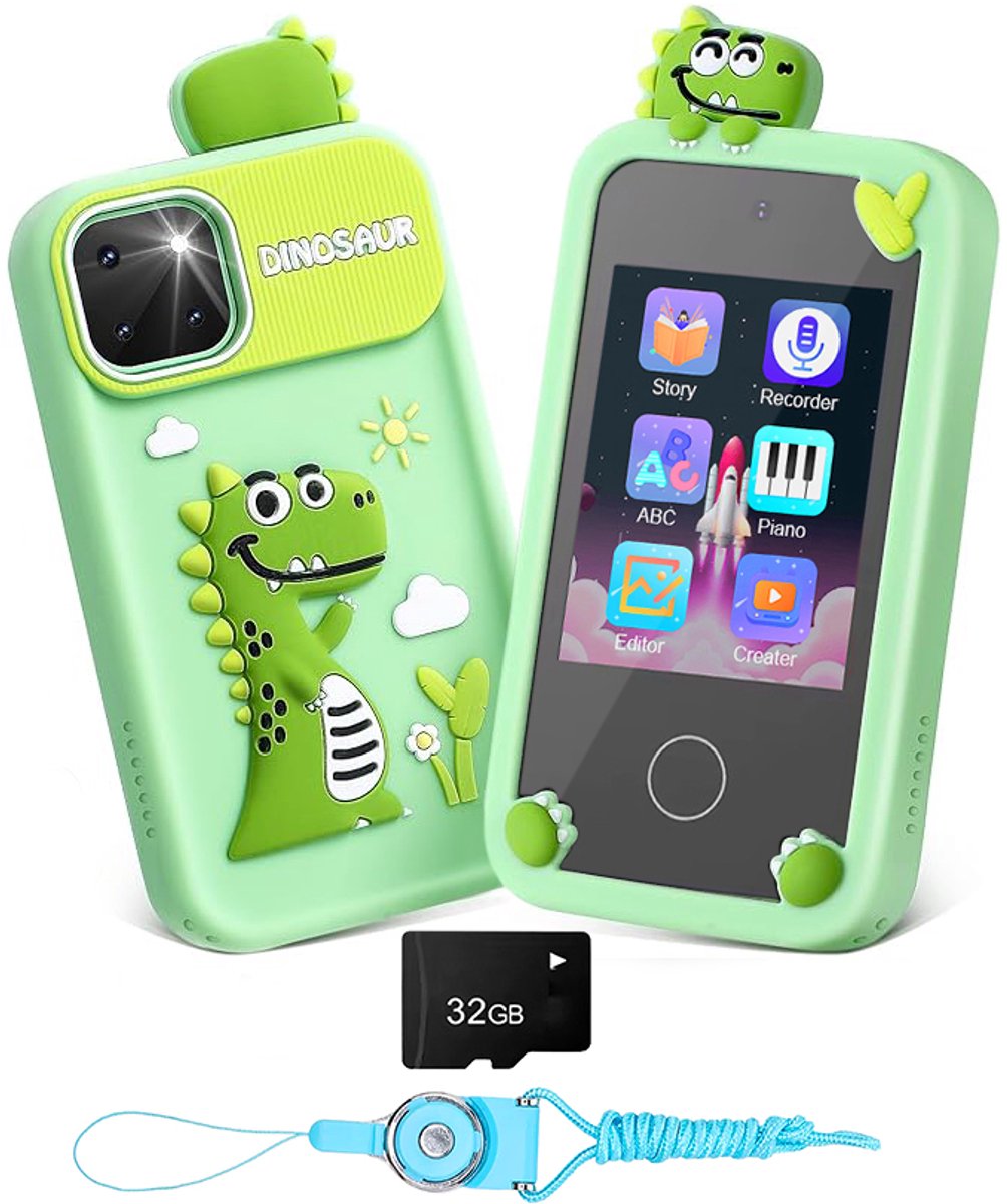 BP® Speelgoed Telefoon Groen - Kindertelefoon - Kindercamera - Educatief Speelgoed 3 Jaar - Kinder Telefoon - Nederlandse Instellingen - 22 Kindvriendelijke Offline Apps - Educatieve Spellen - Inclusief 32 GB SD Card