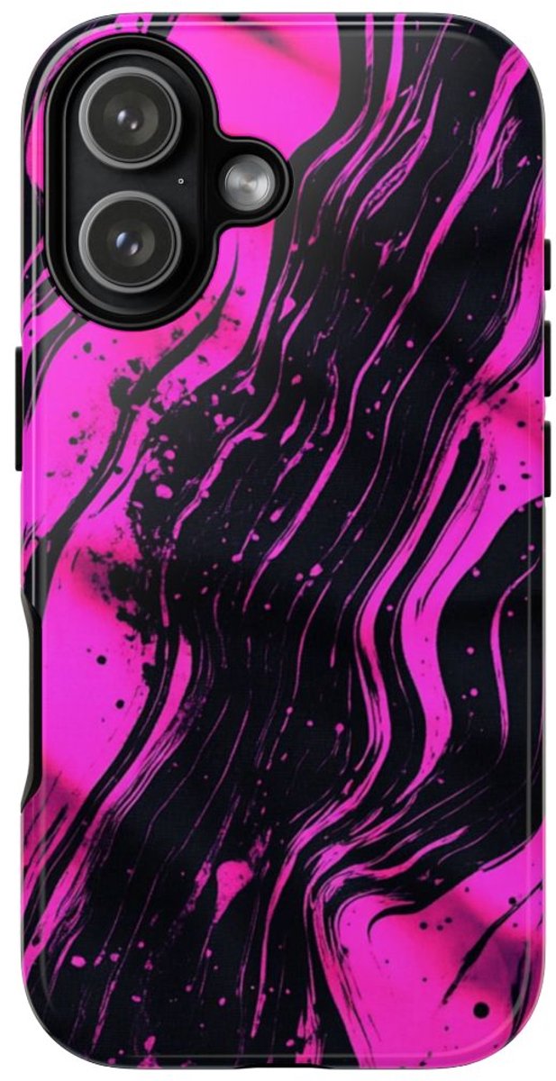 Neonroze en Zwart Abstract Patroon – Telefoonhoesje Geschikt voor iPhone 17