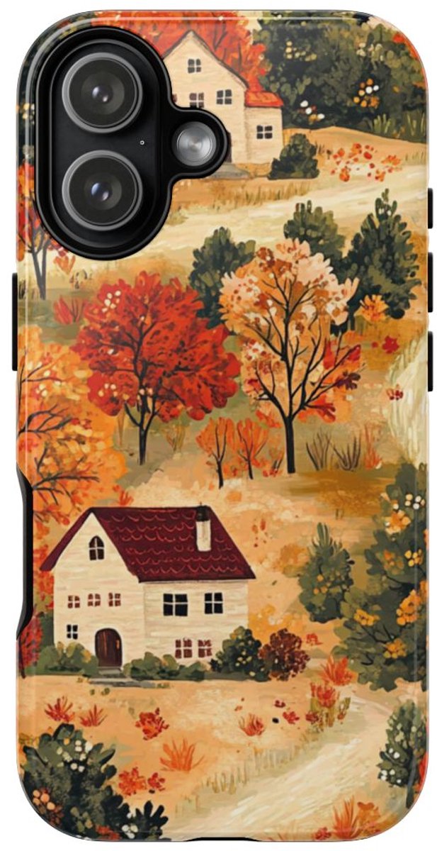 Herfstlandschap met Huizen – Telefoonhoesje Geschikt voor iPhone 17
