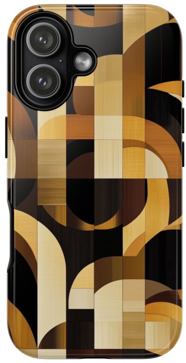 Geometrisch Bruin-Goud Art Deco Patroon – Telefoonhoesje Geschikt voor iPhone 17