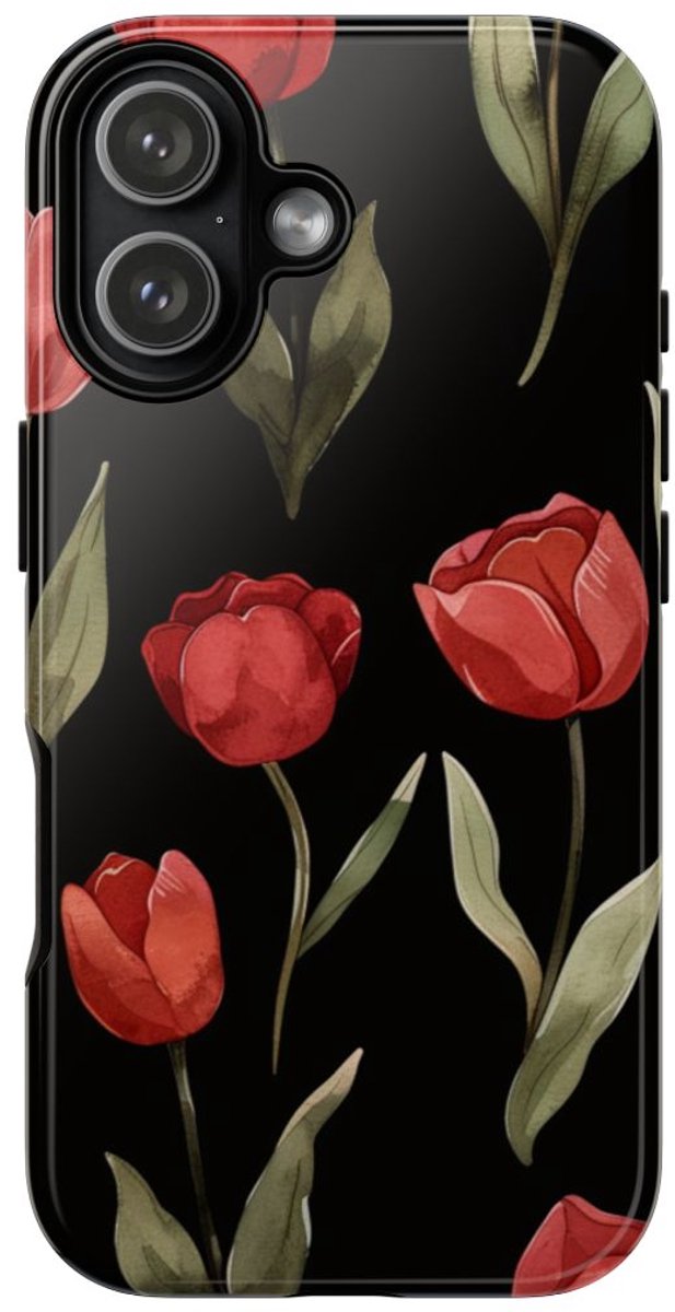 Rode Tulp Bloemenpatroon – Telefoonhoesje Geschikt voor iPhone 17