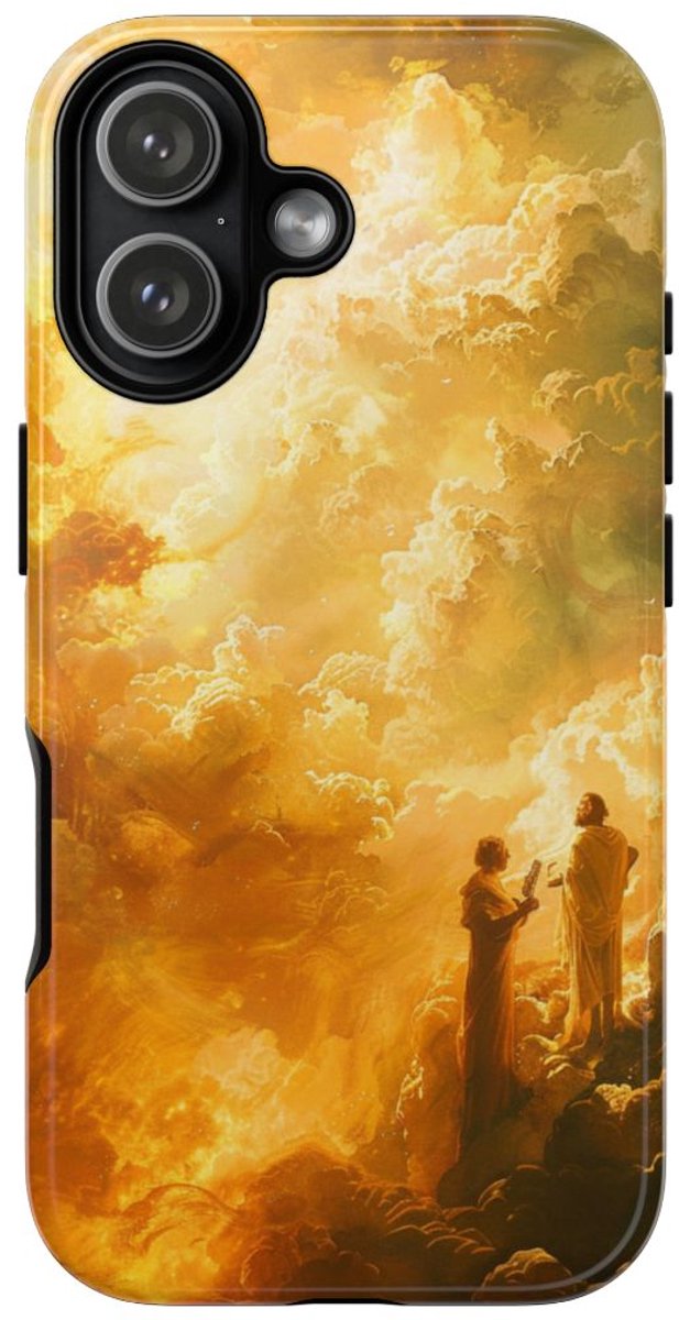 Goddelijke Figuren in Gouden Wolken – Telefoonhoesje Geschikt voor iPhone 17