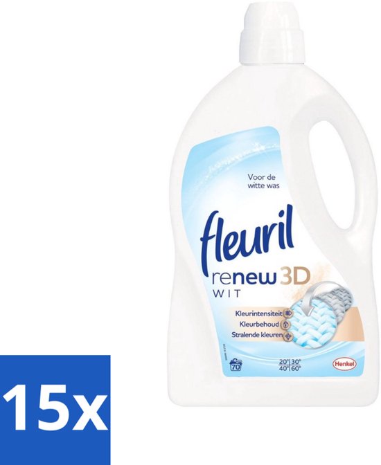Fleuril - Renew 3D - Vloeibaar Wasmiddel - Witte Was - 70 Wasbeurten - Bulkverpakking - 15 stuks
