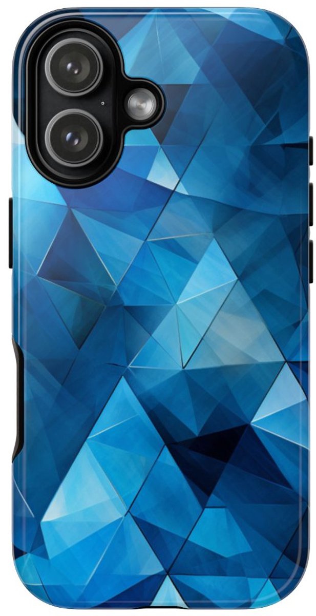 Blauw Geometrisch Driehoekenpatroon – Telefoonhoesje Geschikt voor iPhone 17